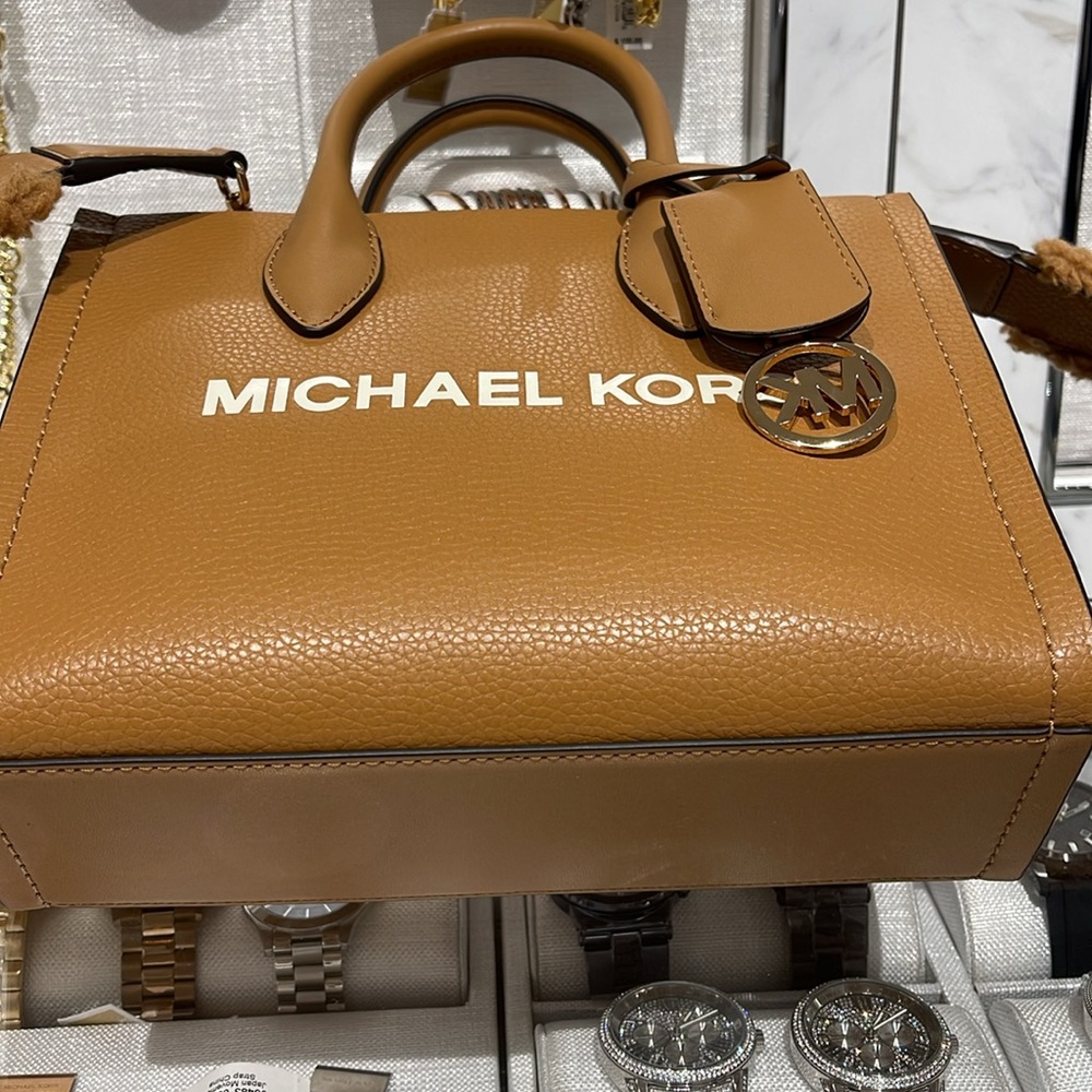 Michael Kors Mirella Small Pebbled Leather Shopper Top Zip Crossbody XBody Bag - Picture 8 of 16